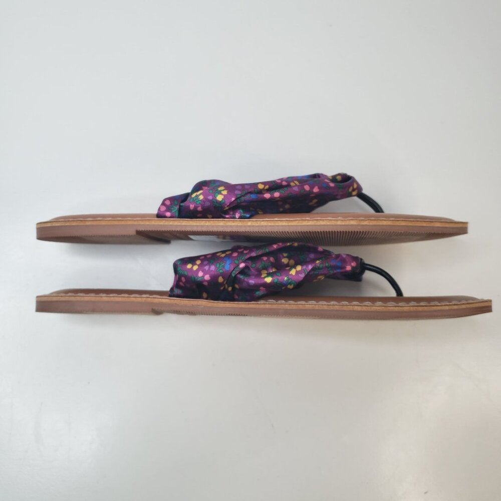 Matilda Jane Thong Sandals 7 Purple Floral Satin Open Toe Beach Flip Flop Slides - Picture 6 of 11